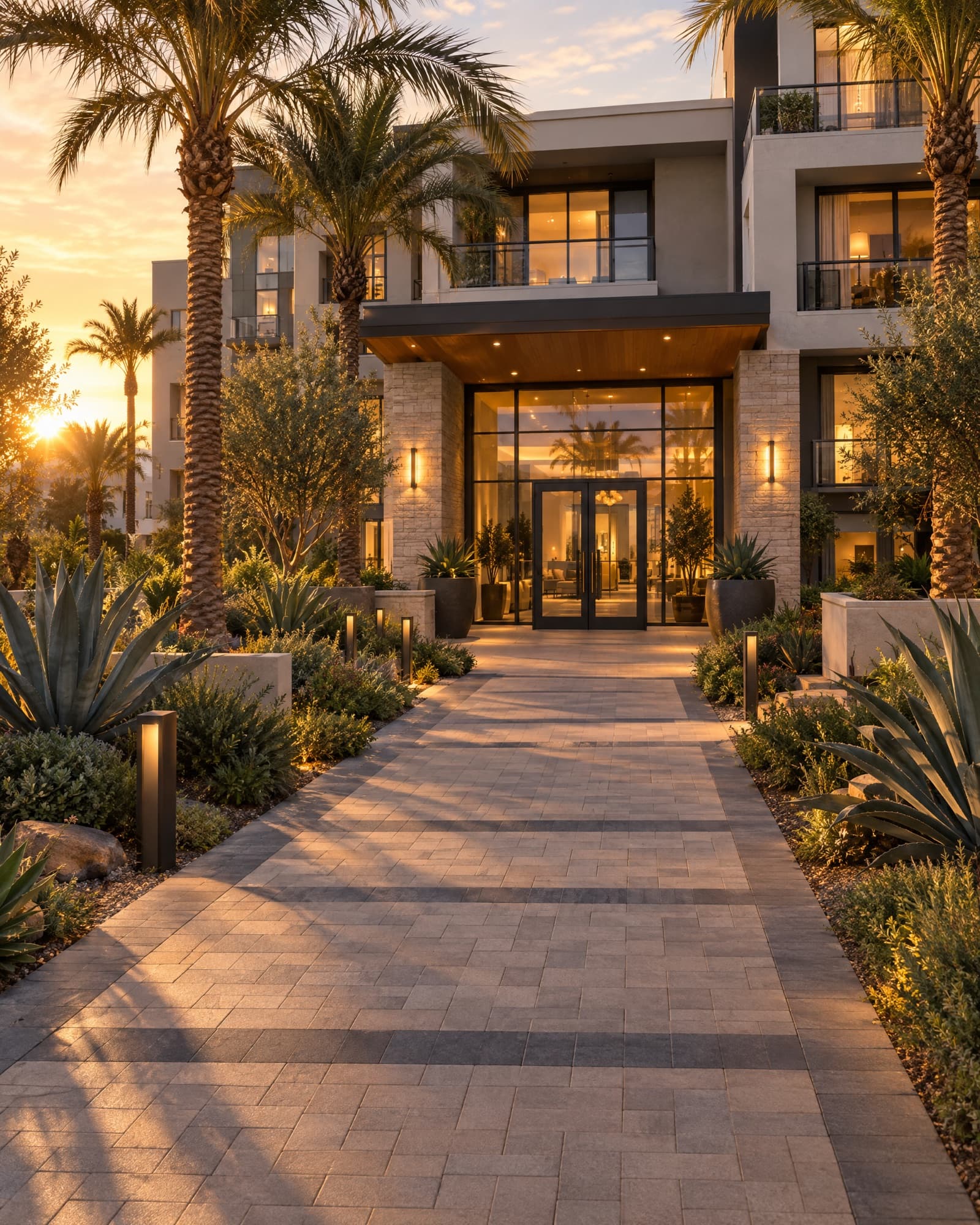 Entry walkway at an apartment community